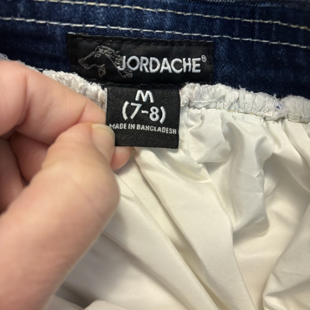 Jordache Dress Denim Floral Overall Dress Skirt Tulle Spring Play Girls 7-8 - Picture 5 of 7